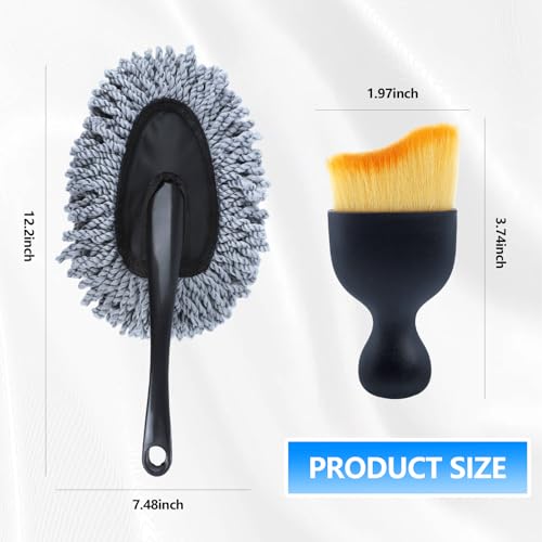 IPELY 6 Pack Car Cleaning Supplies – Car Duster Interior & Brush Interior & Cleaning Gel, Car Detailing Cleaning Kit for Cars, Trucks, SUVs & RVs - size: Interior Duster (2 Pack)