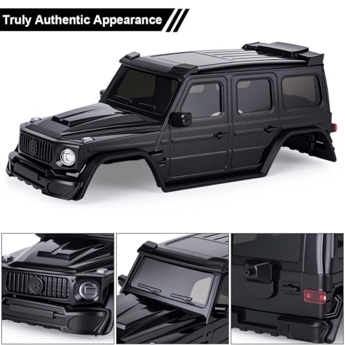 Hard Body Shell for Axial SCX30 1/30 RC Crawler ABS Plastic Body Cover with Light Bucket & Spare Tire Mount Direct Fit Replacement DIY Upgrade (Black) - color: Black