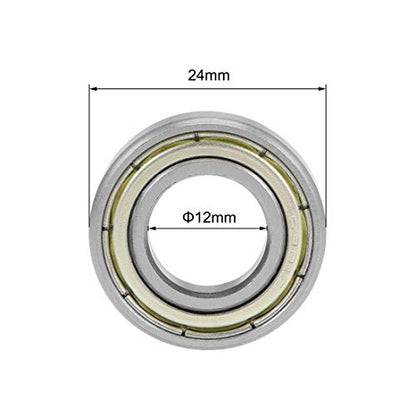 uxcell 6901ZZ Deep Groove Ball Bearings Z2 12mm X 24mm X 6mm Double Shielded Carbon Steel 20pcs - size: 12mmx24mmx6mm