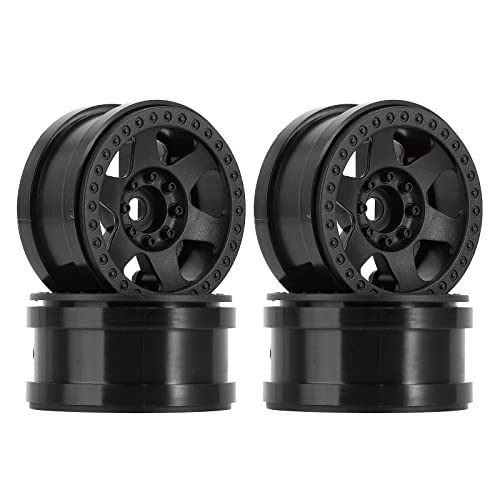 4PCS Plastic 2.2 Inch Beadlock Wheel Rim Wheel Hub 12mm Drive Hex Compatible with 1/10 RC Crawler Car for Axial SCX10 90046 TRX4 Wraith RR10 Capra (Black) - color: Black