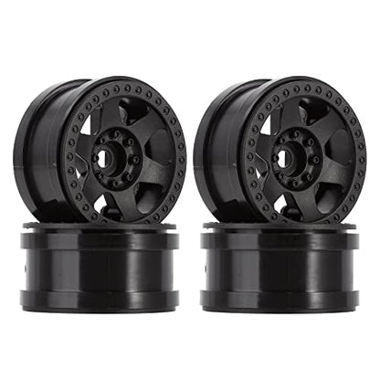 4PCS Plastic 2.2 Inch Beadlock Wheel Rim Wheel Hub 12mm Drive Hex Compatible with 1/10 RC Crawler Car for Axial SCX10 90046 TRX4 Wraith RR10 Capra (Black) - color: Black