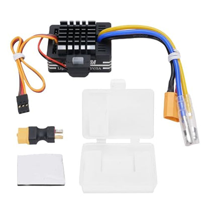 CHICIRIS 80A Brushed ESC Electronic Speed Controller, with T Plug XT60 Plug for 1/10 RC Car RC Boat 540 550 750 Motors (Black) - color: Black