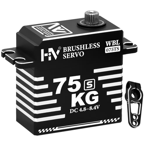 75KG Brushless Servo Waterproof High Voltage High Torque Digital Servo Upgraded All Aluminum Case for 1/5 1/8 1/10 RC Car Crawler Boat Robot - size: 75KG-Upgraded