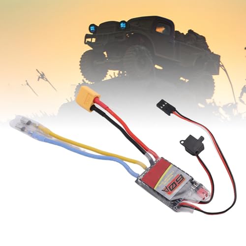 60A Brushed ESC Controller, High Performance Electric Speed Controller with Throttle Loss Protection for RC Cars Trucks and Boats