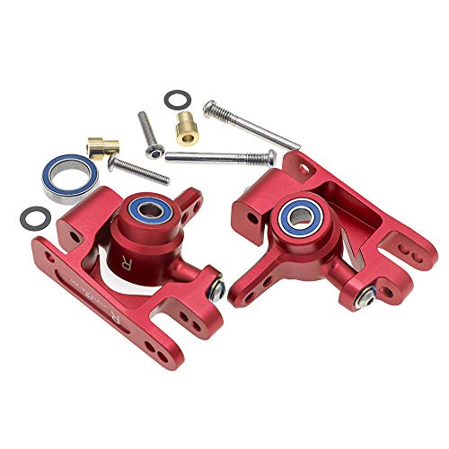 RC Alloy Caster Block&Steering Blocks for Traxxas 1/10 4X4 Slash, Stampede, Rustler 4WD -Replaces Part 6837 6832 - color: Red
