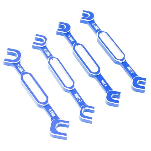 RC Car Maintenance Wrench Set Lightweight Aluminum Alloy Turnbuckle Nut Ball Joint Remover 4PCS for RC Vehicle Repair or Daily Maintenance (Blue) - color: Blue