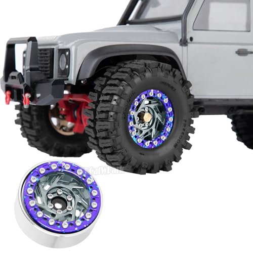 1.3 Dually Beadlock Wheels Tires for RC Crawler Car 1/18 TRX4M Ascent-18,1/24 SCX24 FCX24,RC Off Road Buggy Rally Truck Wheel and Tires,Adjustable Offset Wheels,7mm Hex Rim,Titanium Purple - color: Titanium Purple - (4Pcs 1.3 Beadlock Tires)
