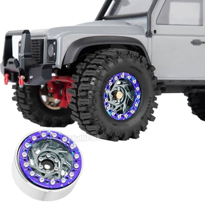1.3 Dually Beadlock Wheels Tires for RC Crawler Car 1/18 TRX4M Ascent-18,1/24 SCX24 FCX24,RC Off Road Buggy Rally Truck Wheel and Tires,Adjustable Offset Wheels,7mm Hex Rim,Titanium Purple - color: Titanium Purple - (4Pcs 1.3 Beadlock Tires)
