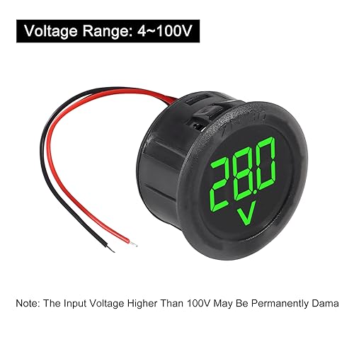 3pcs DC 4-100V LED Digital Display Circular Two-Wire Voltmeter DC Digital Voltmeter Head Display Reverse Connection Protection(Green) - color: Green