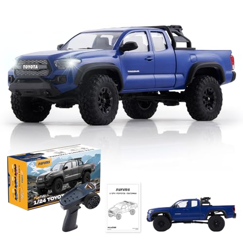 FMS FCX24 TOYOTA TACOMA 1/24 RC Crawler 4x4 RC Truck Crawler, Official Licensed Scale RC Rock Crawler with 2-Speed Transmission, High Torque Motor, All-Metal Bearings, RTR RC Car for Adults (BLUE) - color: Blue