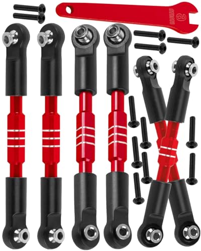 RC Adjustable Turnbuckles Camber Links Steering Links Upgrades Part for 1/8 Typhon 4WD 3S MEGA 550 BLX,1/10 Big Rock 4X4 V3 3S BLX RC Car,Tie Rod Set Link Linkage Rod Adjustable,Red(6PCS) - color: Red(for 1/10)