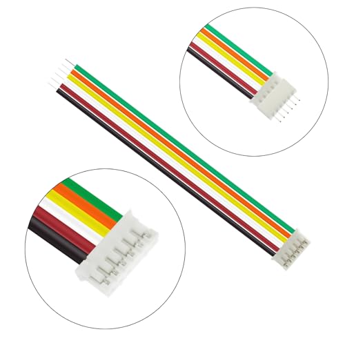 80Pcs Jst 2.0 Ph 6 Pin Connector Plug,Include 40pcs Mini 6 Pin Jst Ph2.0 Connector Plug Female with 150mm Cable Wire & 40pcs Male Micro Jst Ph2.0mm 6 Pin Connector Kit - size: Jst-2.0-Ph-6Pin-40pcs