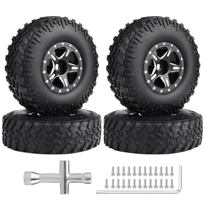 HobbyPark 1.0 Beadlock Wheels for TRX4M AX24 SCX24 FCX24 Enduro24 1/18 1/24 RC Crawler Car (Style B with Tires) - style: Style B with Tires