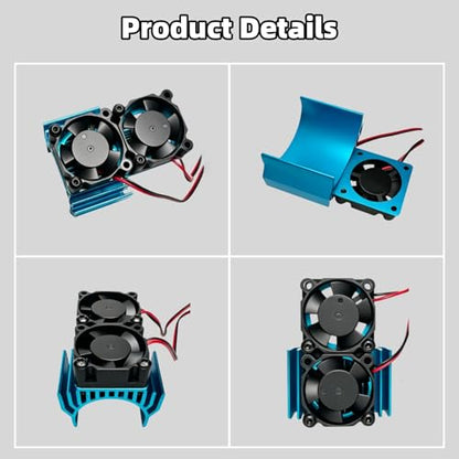 VXL-3s ESC Cooling Fan and Motor Cooling Fan Dual Fan Set Compatible with 1/10 Traxxas Slash 4×4 VXL Stampede 4×4 Rustler 4×4 Hoss 4×4 Velineon VXL-3s Heat Sink, Blue - color: Blue