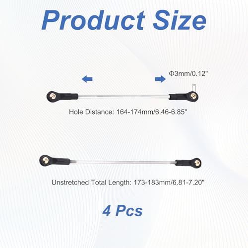 MECCANIXITY 2Pcs Adjustable Turnbuckles Camber Links, 164-174mm Turnbuckle Rod Steering Servo Linkage with M3 Ball Head Rod Ends for RC Car Replace Parts DIY - size: 164-174mm