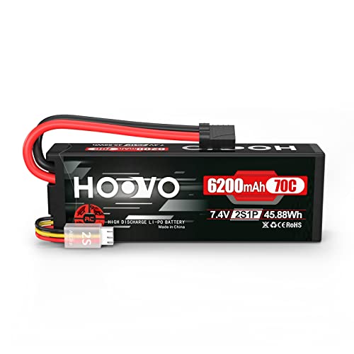 HOOVO 7.4V 6200mAh 70C 2S Lipo Battery Hard Case with TR Plug | for RC Car RC Helicopter RC Truck RC Truggy Airplane Quadcopter UAV Drone FPV