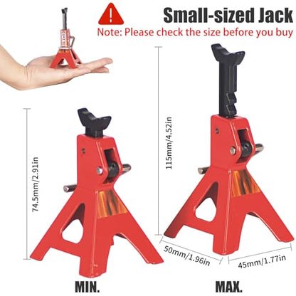 2-Pack Adjustable Metal RC Jack Stands, 6 Ton Repairing Tool Height 74.5-115mm Support Stands for 1/8 1/10 1/12 Scale TRX-4 Axial SCX10 Wraith Tamiya CC01 RC4WD D90 RC Car Repair Display - size: Big 2Pcs