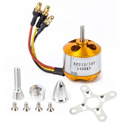 A2212 1400KV Brushless Motor 10T for RC Aircraft/Multicopter(1PC) | 1400KV high-speed output, 10T winding for strong thrust, pre-soldered 3.5mm plugs, 12A/60s capacity, 2-3S Lipo,