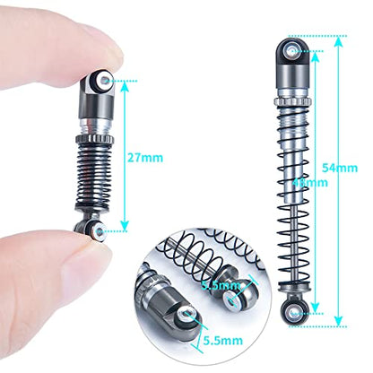 RCLIONS 1/24th RC Car Shocks 48mm Adjustable Absorber Damper for All 1:24 Axial SCX24 Deadbolt JLU C10 Gladiator Dodge Basecamp Bronco Crawler Upgrade Parts - color: Grey