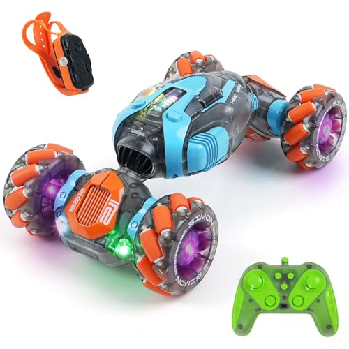 MagicKidz Gesture Sensing RC Stunt Car for Kids - Birthday Gifts for Boys 5 6 7 8 9 10 11 12 Year Old, 2.4Ghz Remote Control Twist Vehicle Toy with Lights & Music, 4WD Off-Road - color: Gesture Sensing Rc Car