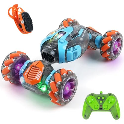 MagicKidz Gesture Sensing RC Stunt Car for Kids - Birthday Gifts for Boys 5 6 7 8 9 10 11 12 Year Old, 2.4Ghz Remote Control Twist Vehicle Toy with Lights & Music, 4WD Off-Road - color: Gesture Sensing Rc Car