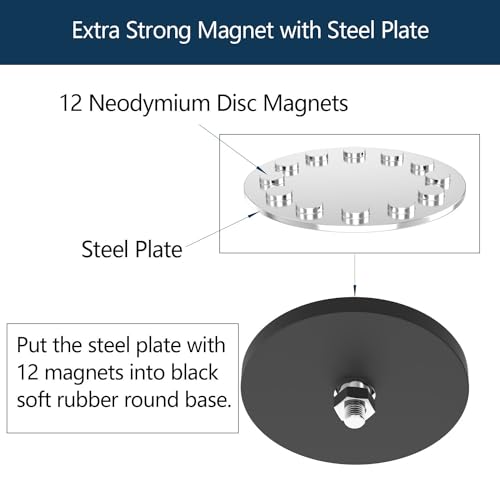 4Pack Mounting Magnets, 130LBS Rubber Coated Neodymium Magnets with M8 Threaded Studs, Non-Slip Strong Mounting Magnet for Led Lighting Bar, Neodymium Magnet Base for Signal Lighting - size: M8/4-pack 130lbs
