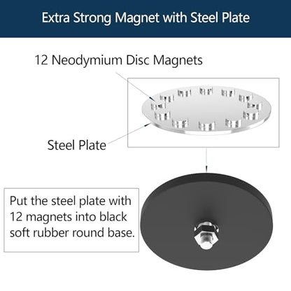 4Pack Mounting Magnets, 130LBS Rubber Coated Neodymium Magnets with M8 Threaded Studs, Non-Slip Strong Mounting Magnet for Led Lighting Bar, Neodymium Magnet Base for Signal Lighting - size: M8/4-pack 130lbs