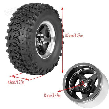 Rc 2.2 Wheel Rims Tires Wheels for 1/10 TRX4 TRX6 SCX10 SCX10 II SCX10 III 90046 D90 VS4-10 Gen8 MST CFX RC Crawler Car,Aluminum RC 2.2 Beadlock Wheel,Black - color: Black - (Rc 2.2in Wheel)