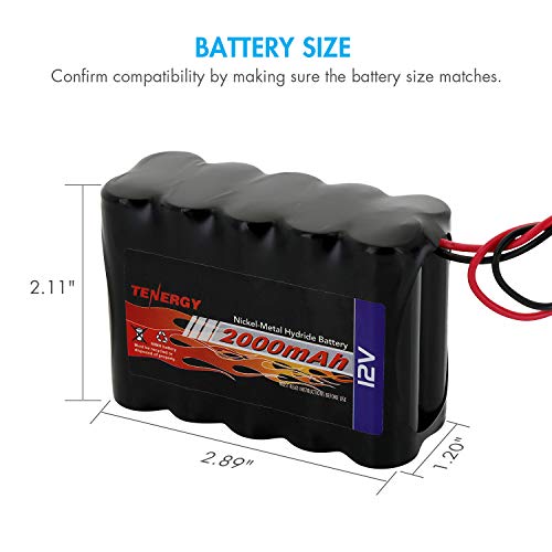 Tenergy 2 Pack 12V 2000mAh Battery Packs RC Battery w/Bare Leads for RC Airplanes, RC Car, DIY and More - size: 2 Pack