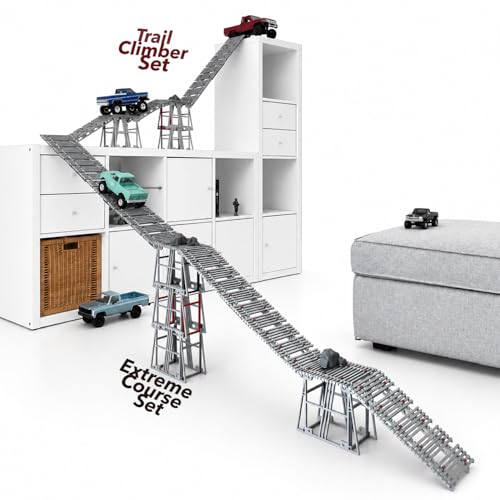 Super Sized RC Bridge Obstacles for 1/30 1/24 1/18 1/12 RC Crawler Trucks, Indoor Rock Crawling Course with Stackable Towers & Ramps (RC Cars Not Included)