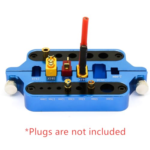 Aluminum Alloy RC Model RC Car Cable Connector Soldering Tool Holder Welding Tool RC Repair Tool Kit for XT60, XT90, T Plug, Mini T Plug (Blue) - color: Blue