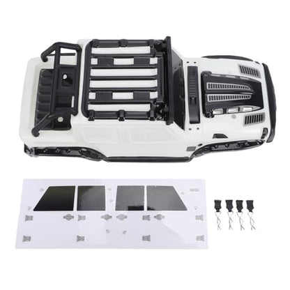 RC Car Body Shell, Polycarbonate Replacement Cover with LED Roof Lights, 27 X 10 X 9 Cm, Pressure Printed Truck Body for 1:16 Scale SCY16103PRO Off Road Racing (White) - color: White