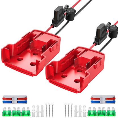 Azocek Power Wheel Adapter Compatible with Milwaukee 18V Battery 2 Packs | Power Wheel Battery Converter Kit, Fuse & Switch & Wire Terminals, 12 AWG Wire, Compatible for DIY RC Car Toys Robotics - color: 2-PACK