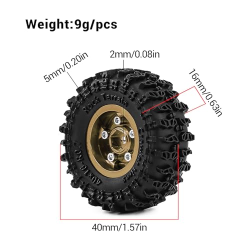0.7" Beadlock Wheels and Tires Set for 1/30 Axial SCX30 RC Crawler – Upgrade Parts (Bronze-297) - color: Bronze-297