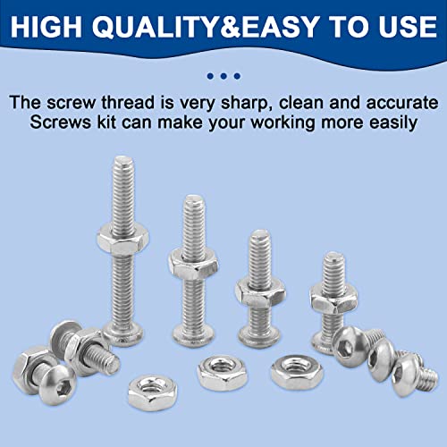 NINDEJIN 322 Pcs M2.5 Small Metric Button Head Socket Cap Screws Bolts Set | 304 stainless steel, Corrosion resistance, Rust-proof, Round head hexagon socket screw set, for 3D printers, Bolts Nuts Keys - size: 322Pcs M2.5 3mm-20mm