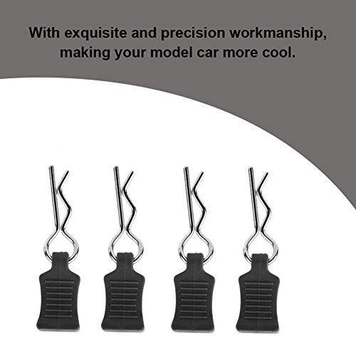 4pcs Universal RC Car Body Clips with Pull Tabs Pins for 1/8 1/10 /12 RC Car Shell Replacement Parts (Black) - color: Black