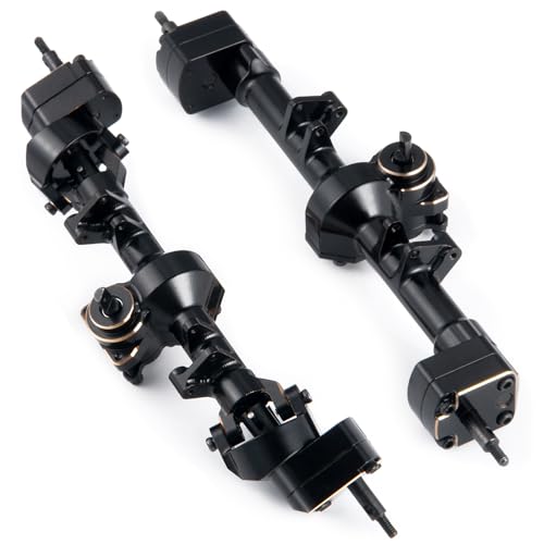 RCHUBAM RC Front & Rear Axle Set Metal Complete Axle with Steering Weights for 1/24 Axial SCX24 RC Crawler Deadbolt C10 Upgrades Accessories Part (Front Axle) - style: Front Axle