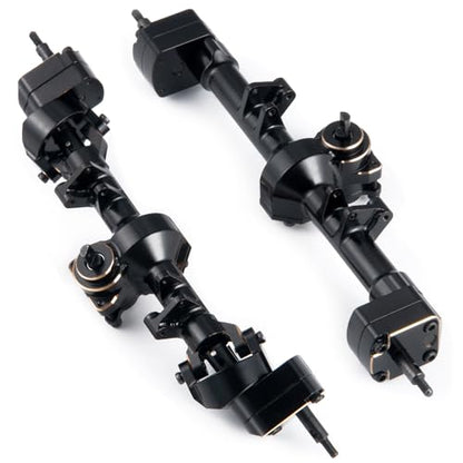 RCHUBAM RC Front & Rear Axle Set Metal Complete Axle with Steering Weights for 1/24 Axial SCX24 RC Crawler Deadbolt C10 Upgrades Accessories Part (Front Axle) - style: Front Axle
