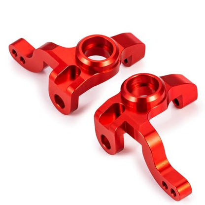RC Car Front Steering Cup CNC Machined Aluminum Front Steering Knuckle Spindle Set Compatible with 1/10 Tamiya XV01 RC Car Upgrade Parts (Red) - color: Red
