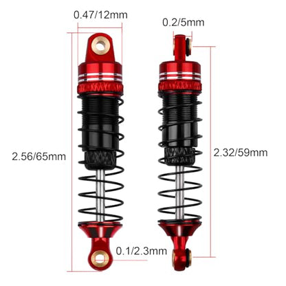 HobbyPark Aluminum 59mm RC Shocks Long Travel Shock Absorber Oil Damper Assembled for TRX4M TRX4MT 1/18 RC Crawler Upgrades Threaded Body, Replacement of 9764 (Red&Black) - color: Red&Black