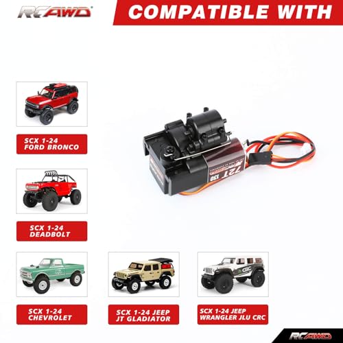 RCAWD Alum SCX24 2 Speed Transmission 72T 130 Motor Set for Axial 1/24 SCX24 AX24 Series Upgrades Part Black