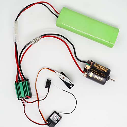 Alomejor Brushed Motor ESC Combo, High Torque 80T 540 Size Motor Green Electronic Speed Controller for RC Hobbyists Off Road Crawling