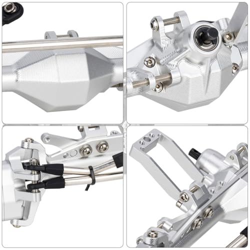 1/10 RC Portal Axles Set with BTA SOA Servo Mount CNC Aluminum One Piece Construction Offset Front Rear Completes Axle Set for Axial Capra 1.9 UTB LCG Cheater Rig 4WS DIY Upgrades (Silver) - color: Silver