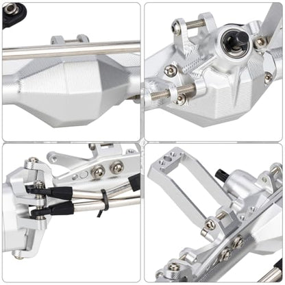 1/10 RC Portal Axles Set with BTA SOA Servo Mount CNC Aluminum One Piece Construction Offset Front Rear Completes Axle Set for Axial Capra 1.9 UTB LCG Cheater Rig 4WS DIY Upgrades (Silver) - color: Silver