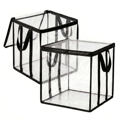 2-Pack Clear Storage Bag 17.7", Medium PVC Soft Organizer with Double Handles & Zipper, Waterproof for Blankets, Pillows, Laundry, Kids' Toys - size: Medium