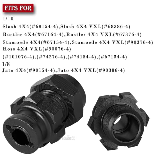 RC Upgrades Part Aluminum 17mm/12mm Wheel Hex/Nuts/Wheel Wrench for 1/8 Jato 4X4,1/10 Rustler/Slash/Stampede/Hoss 4X4 4WD VXL,Hex Hub Adapters Hops Up,Black(#9069#9086) - color: Black-(for 1/10）