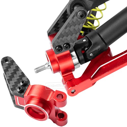 RC Alloy Aluminium Caster Block C Hub & Steering Blocks & Rear Stub Axle Carriers Upgrades Part for 1/10 GORGON 2WD RTR BRUSHED MONSTER TRUCK(ARA3230T1),Red - color: Red(1set)