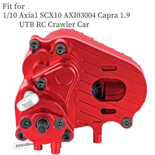 RC Transmission w/Gear Upgrades Part for 1/10 SCX10 AXI03004 Capra 1.9 UTB,Aluminium Alloy Complete Gearbox Transmission Case with Gear,Red - color: Red(1set)