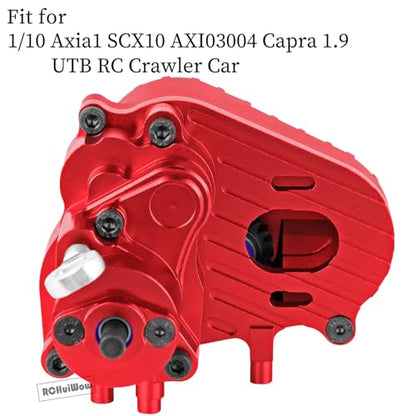 RC Transmission w/Gear Upgrades Part for 1/10 SCX10 AXI03004 Capra 1.9 UTB,Aluminium Alloy Complete Gearbox Transmission Case with Gear,Red - color: Red(1set)