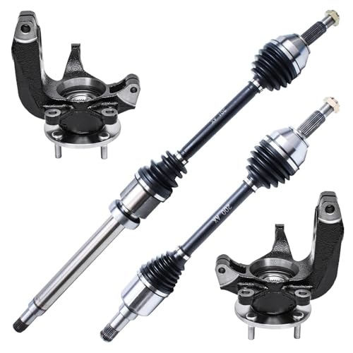 Detroit Axle - Front 4pc Steering Knuckles CV Axles for 06-11 Ford Focus | 2 CV Axles 2 Steering Knuckles & Wheel Bearing Hubs 2006 2007 2008 2009 2010 2011 [Auto Trans.] Replacement - size: 4UX47689/Kit